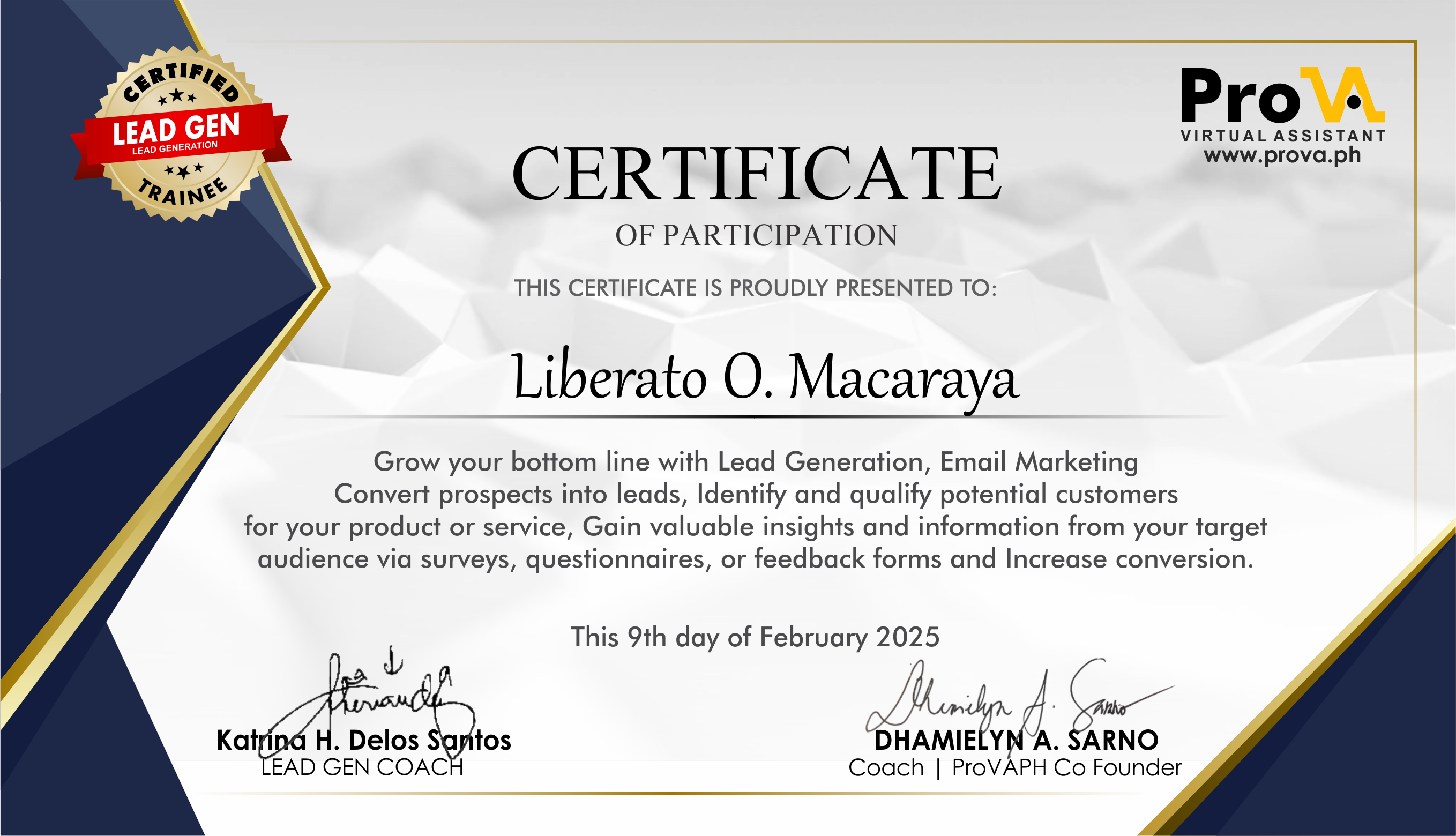 Training Certificate