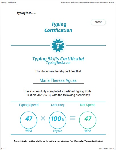 Typing Test Certification