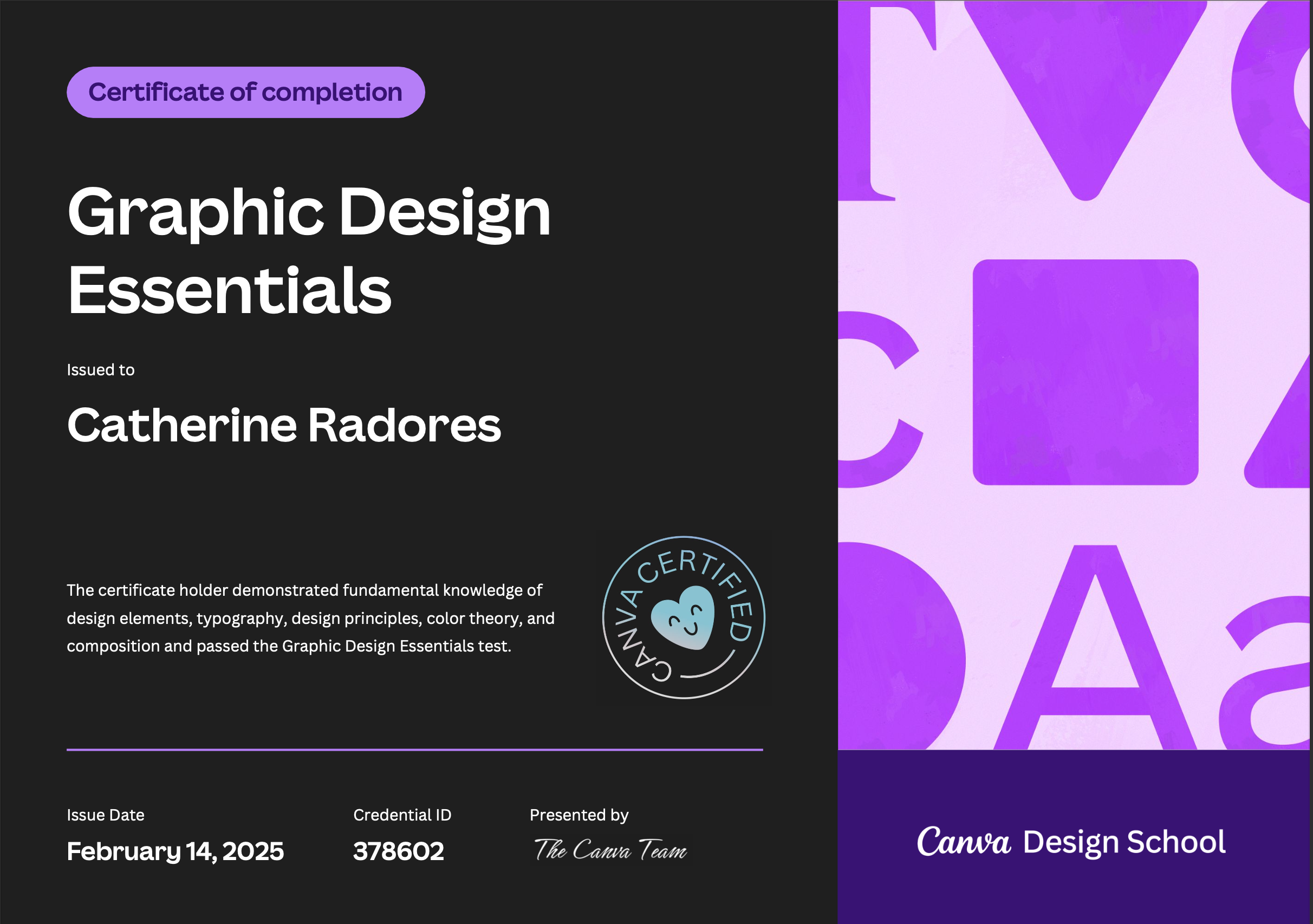 Canva Graphic Design Certificate