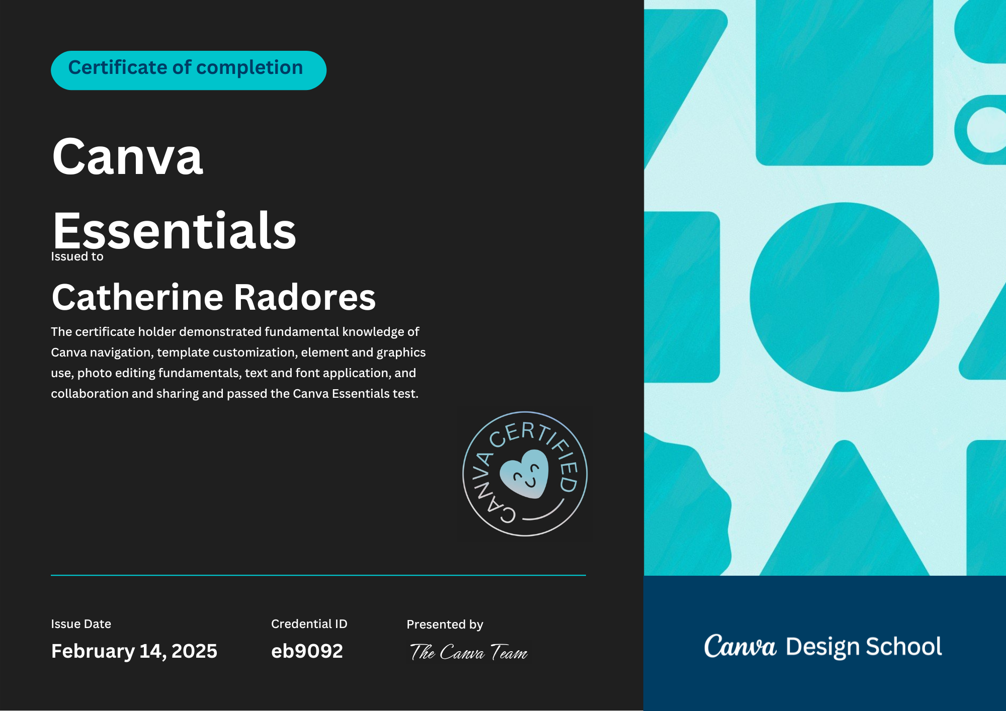 Canva Essentials Certificate