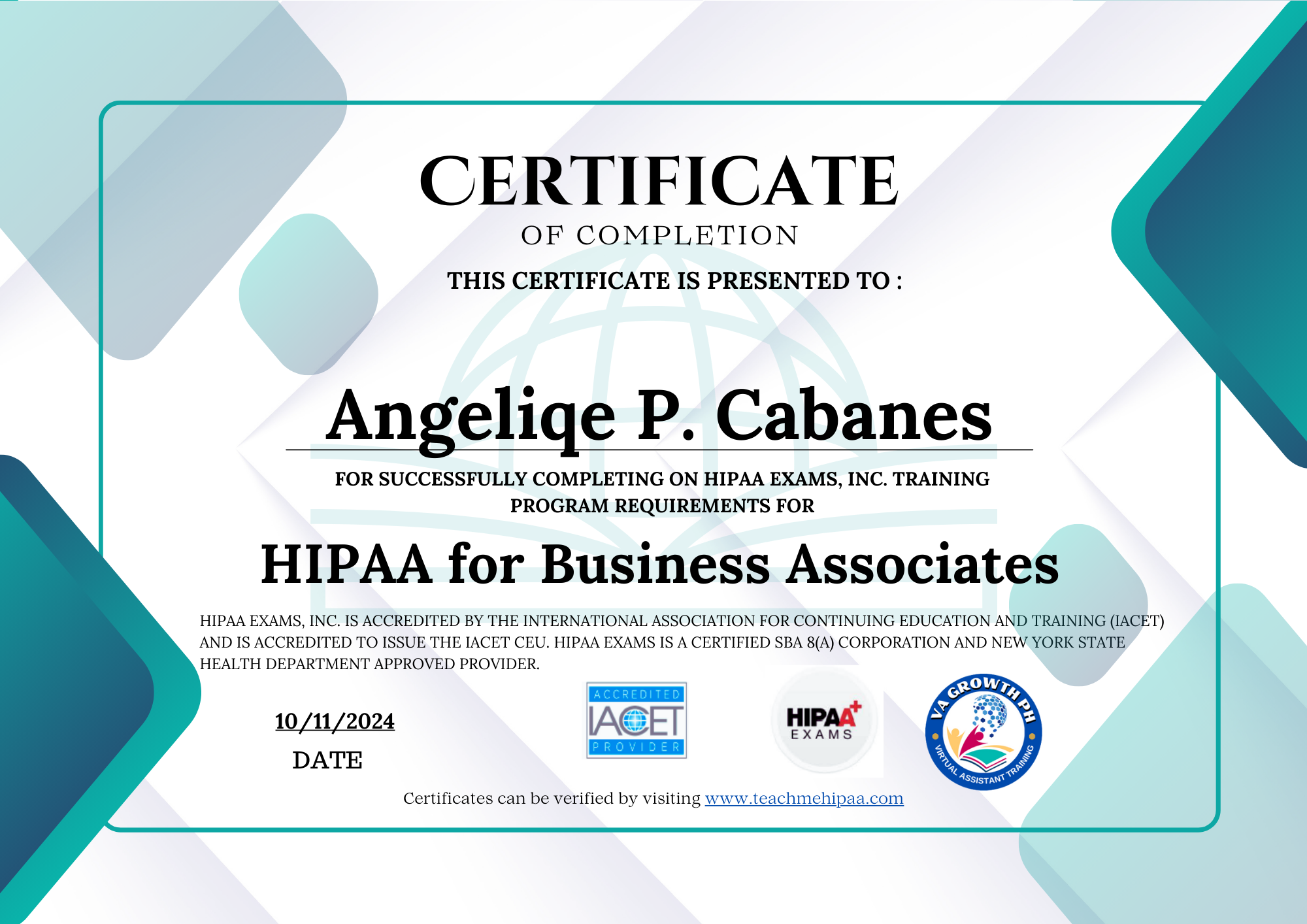 HIPAA FOR BUSINESS ASSOCIATES