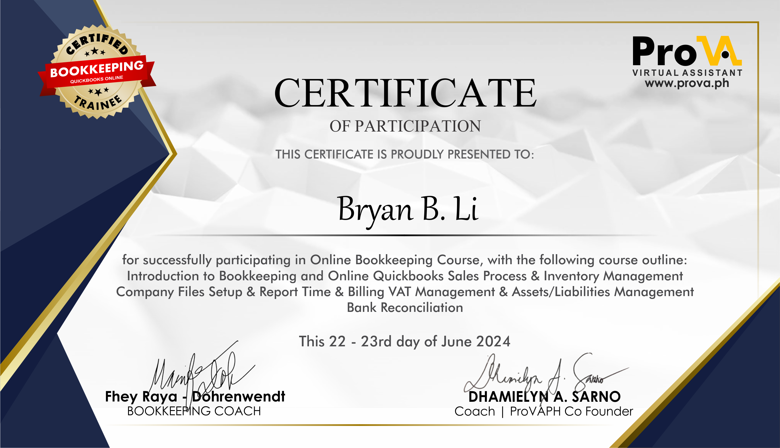 Quickbooks Certificate