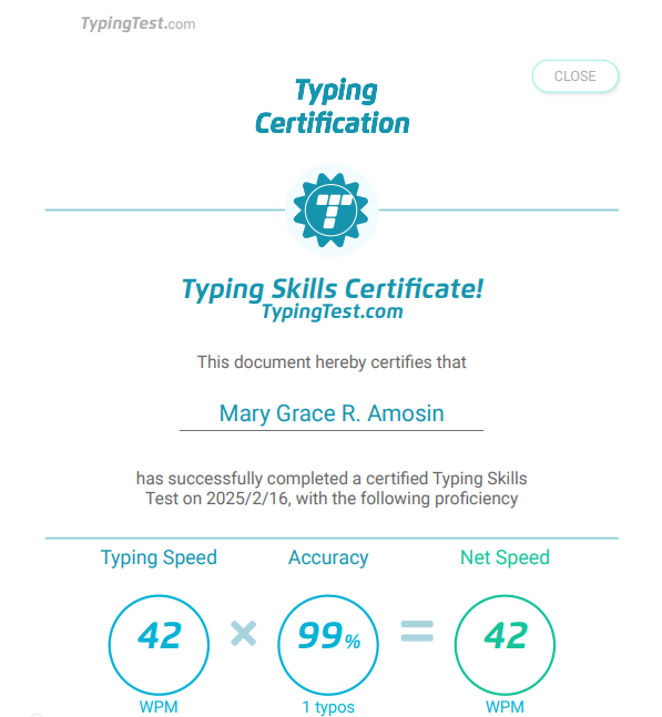Typing Certification