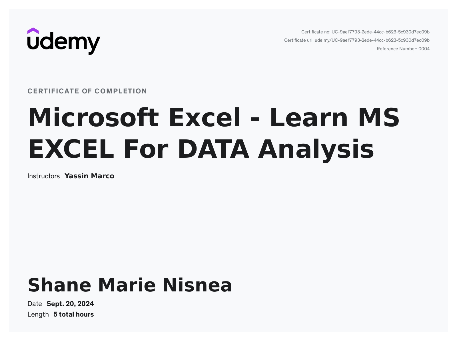 Learn MS Excel for Data Analysis