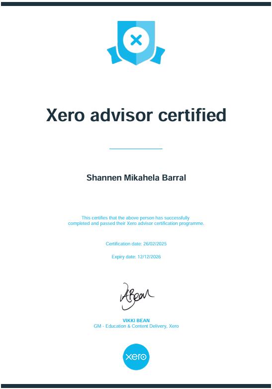 XERO Advisor Certificate