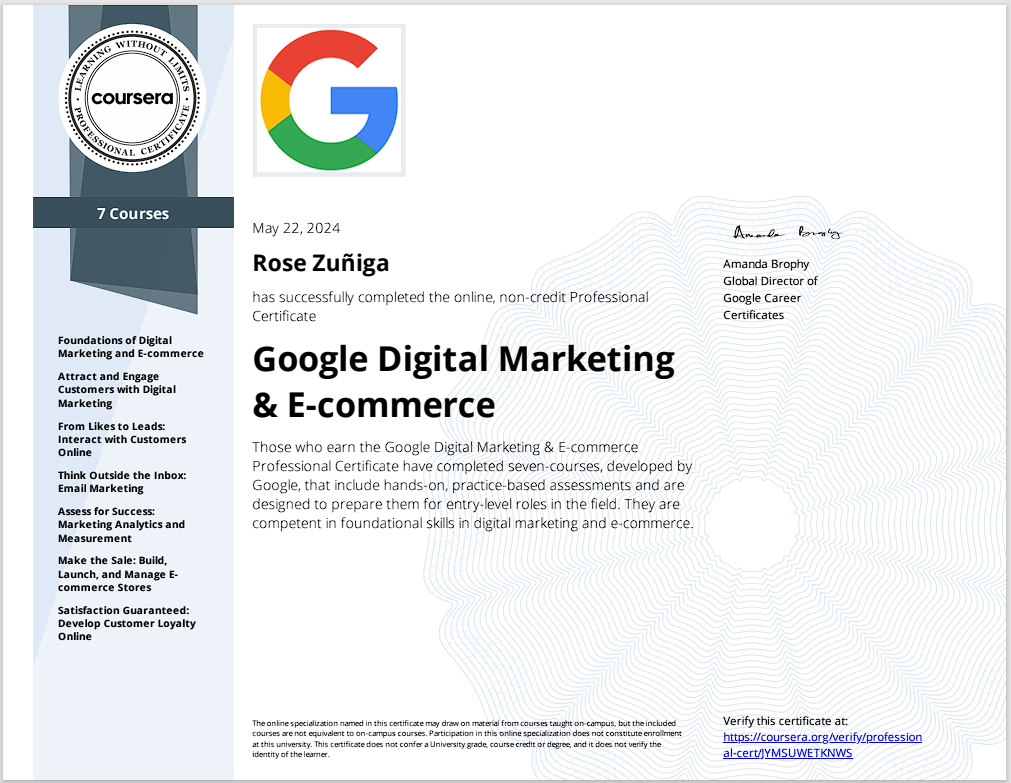 Google Digital Marketing and E-commerce