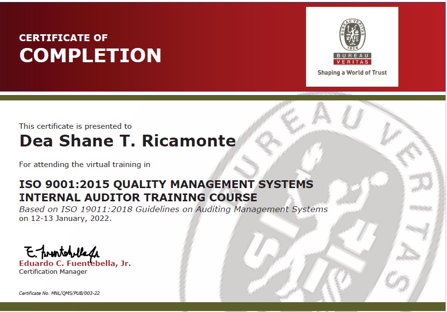 ISO 9001:2015 Quality Management Systems Internal Auditor Training Course