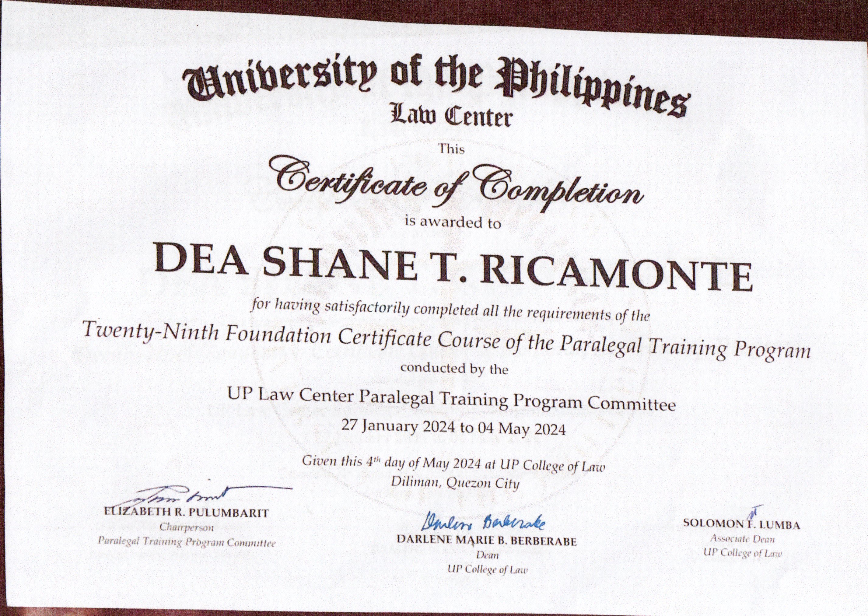 Paralegal Training Program