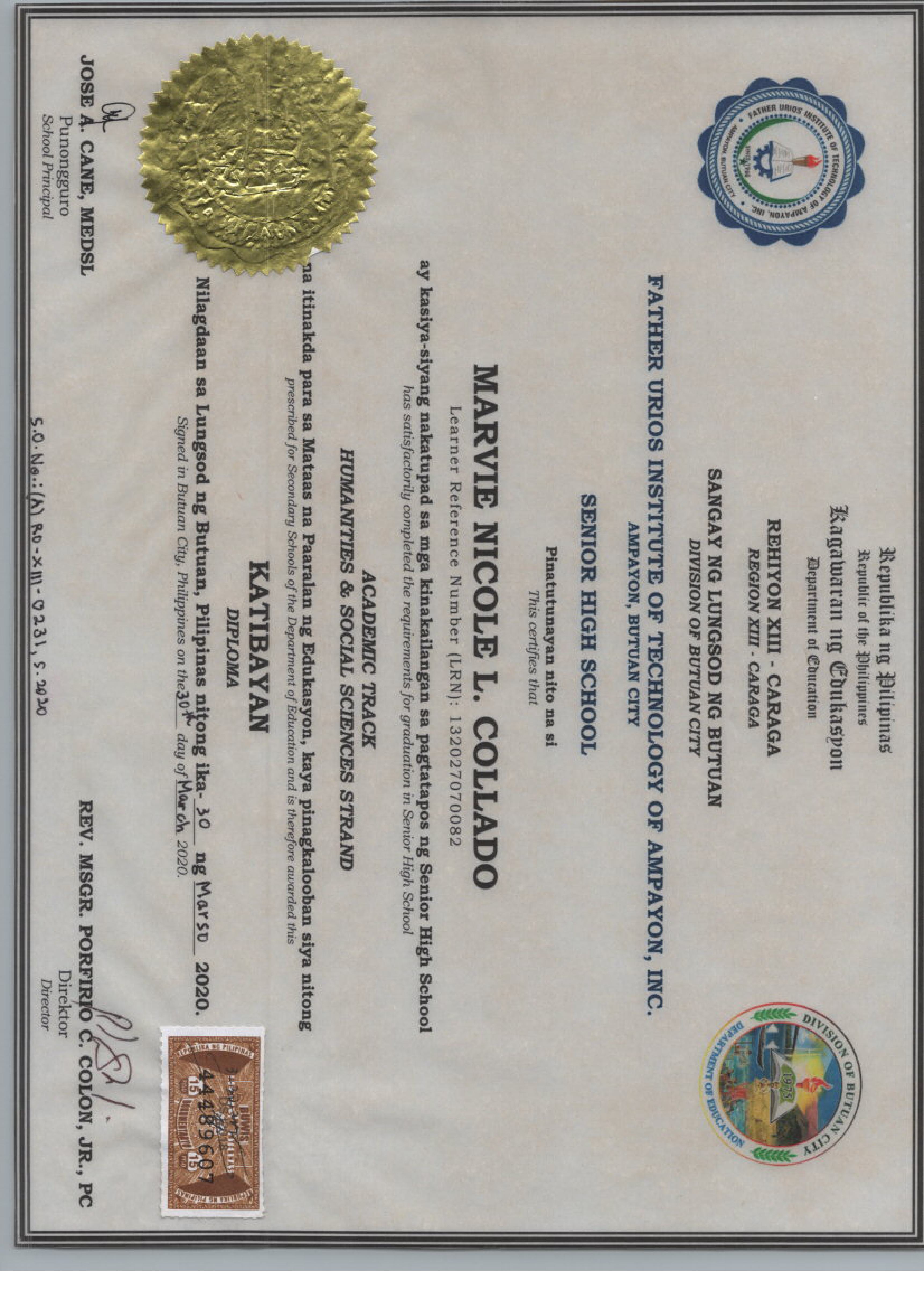SENIOR HIGH SCHOOL DIPLOMA