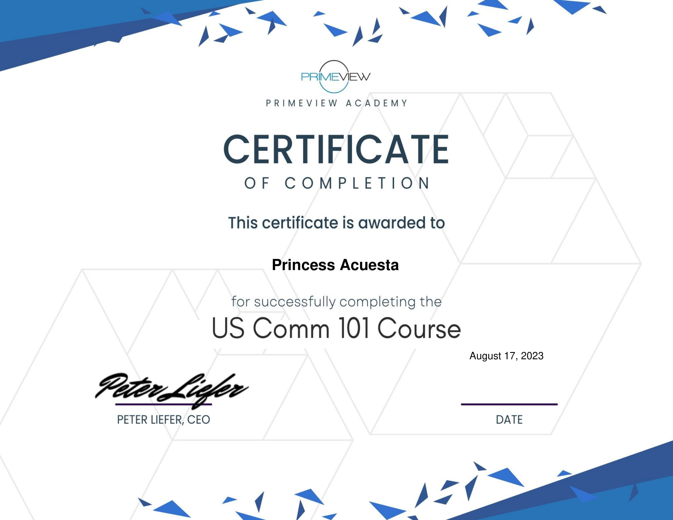 US Culture Certificate