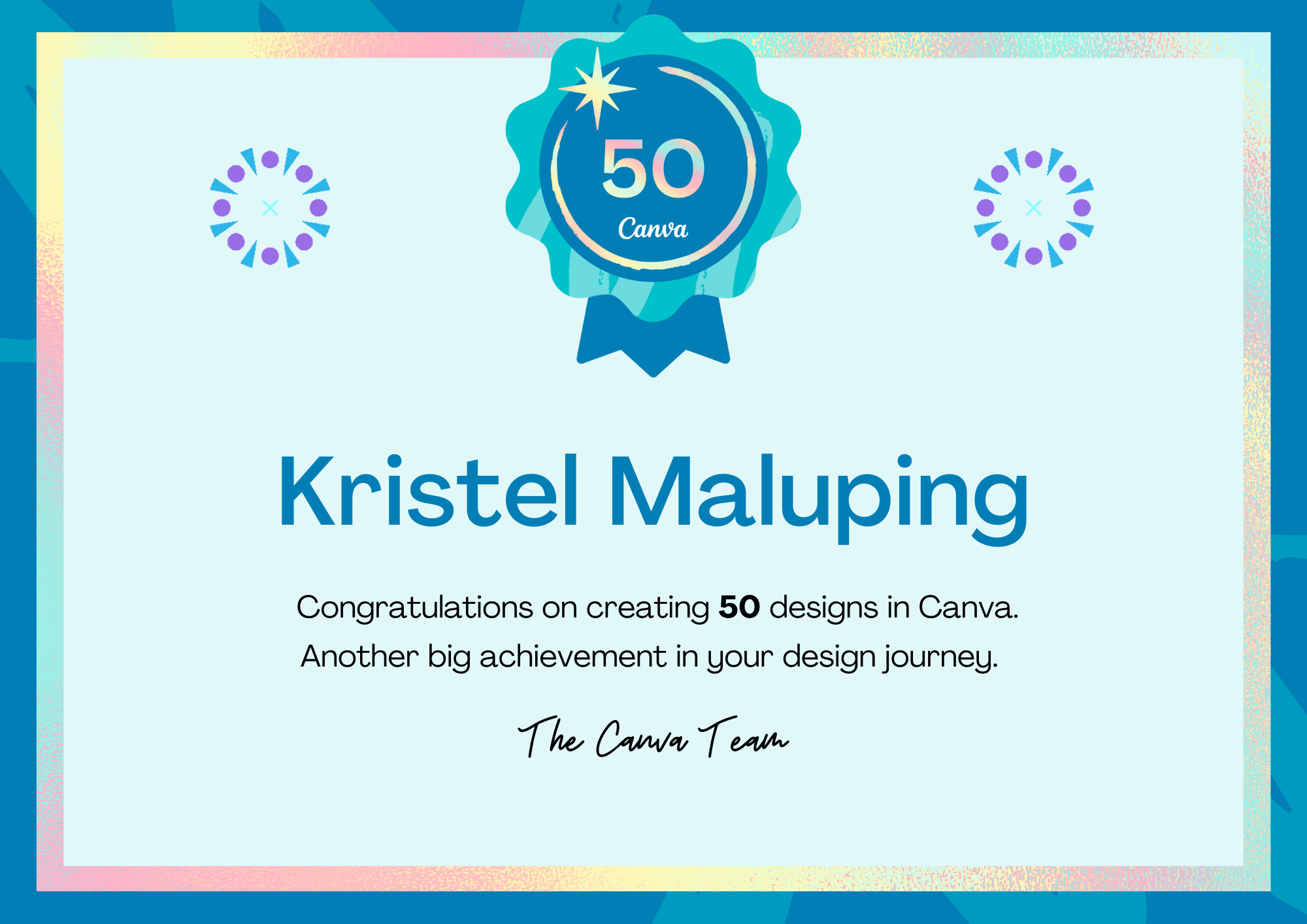 Canva 50 Design Milestone Badge