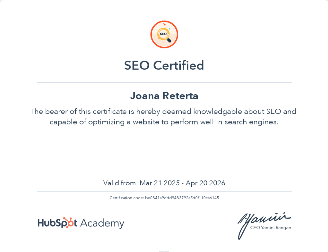 SEO Certification