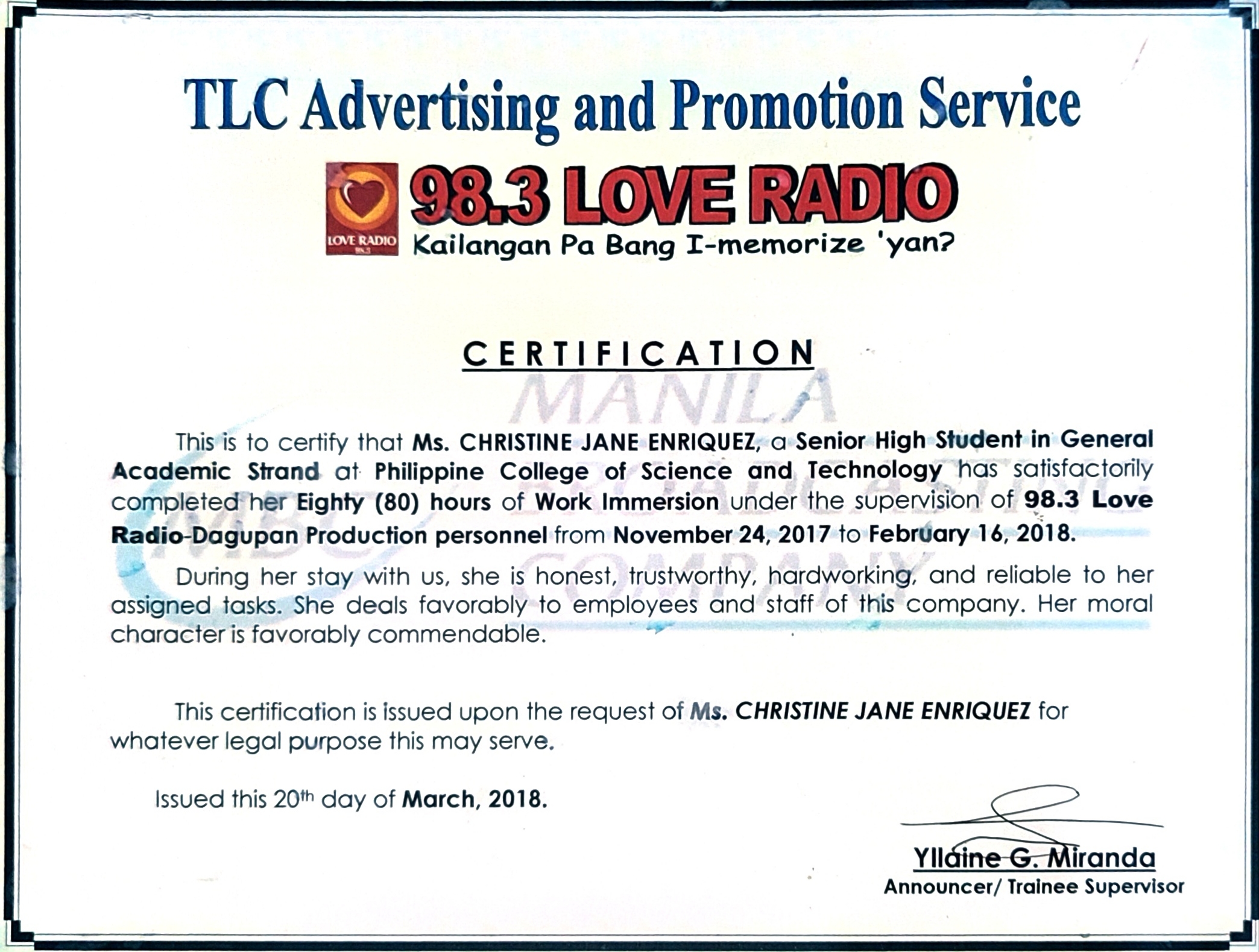 RADIO STATION Production Personnel