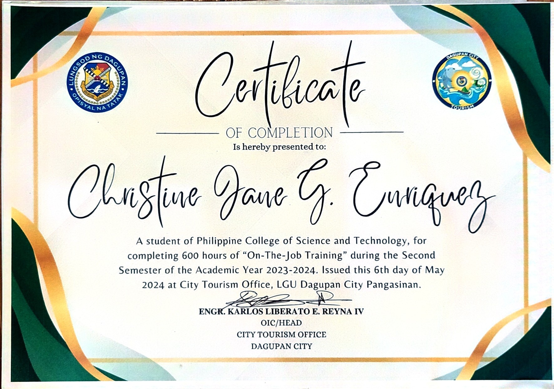 City Tourism Department Intern