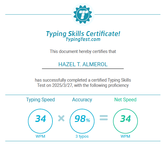 Typing Cert.
