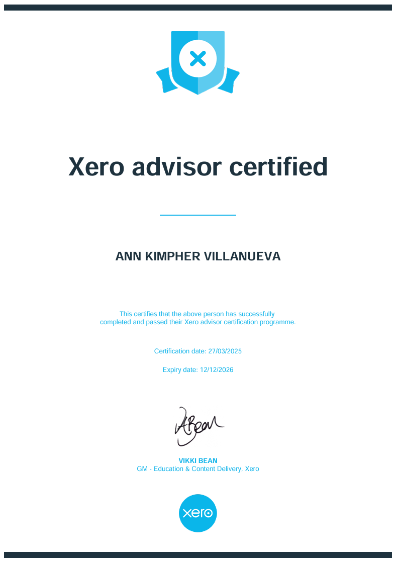 Xero Advisor Certified