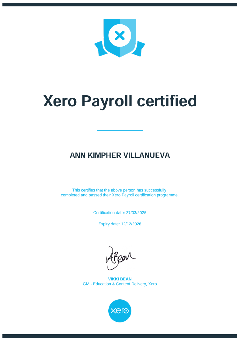 Xero Payroll Certified