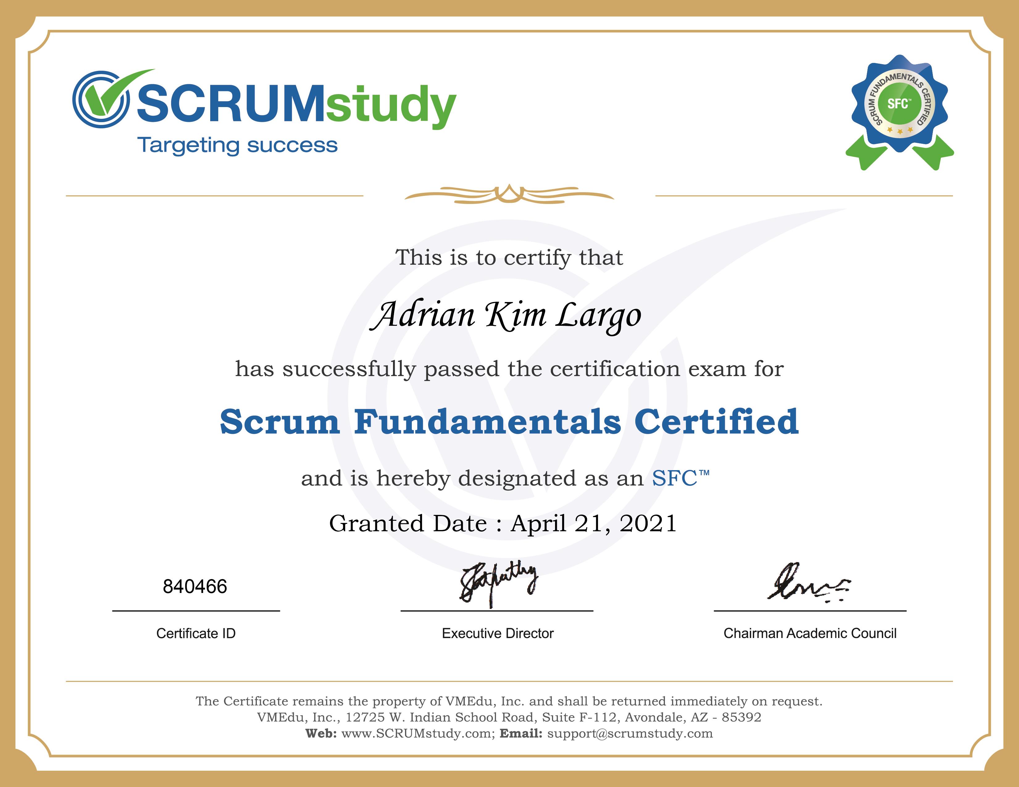 Scrum Fundamentals Certified