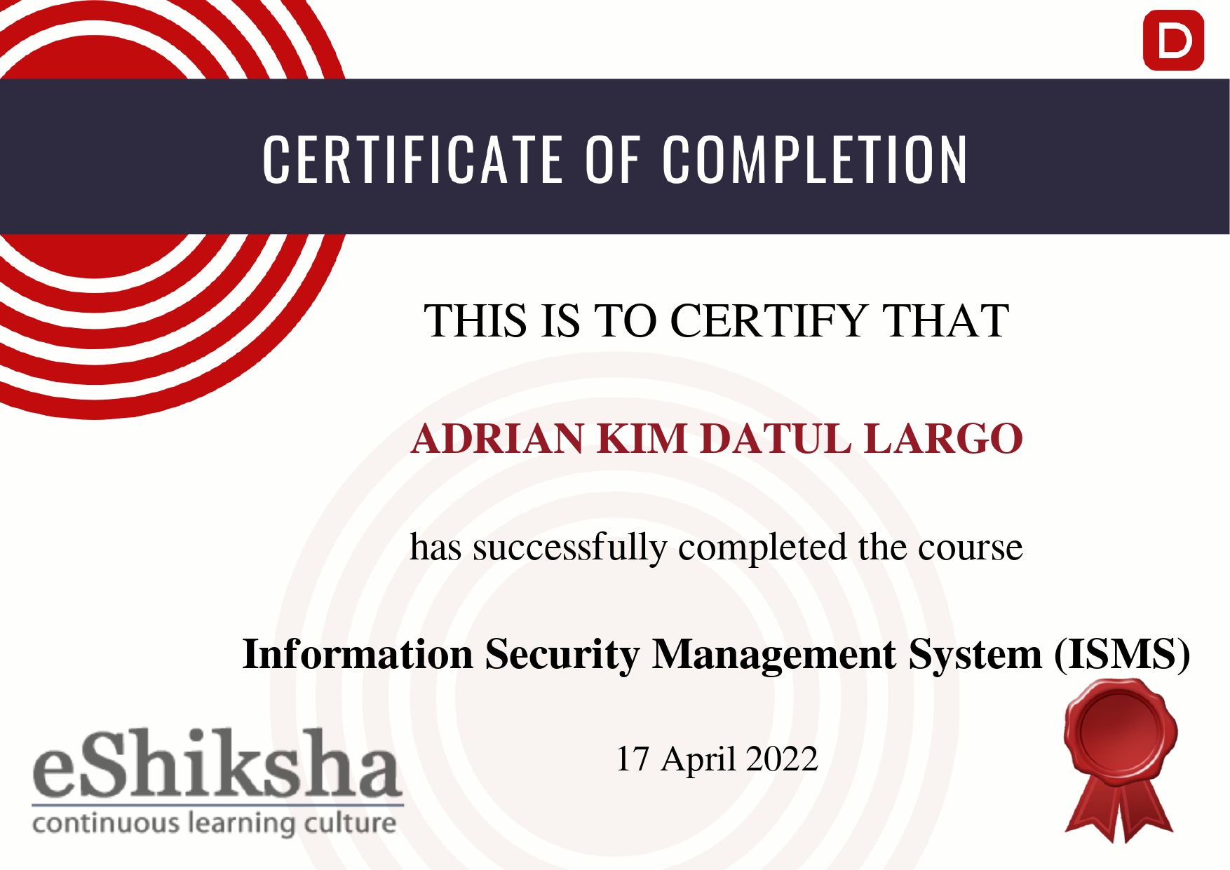 Information Security Management System Training
