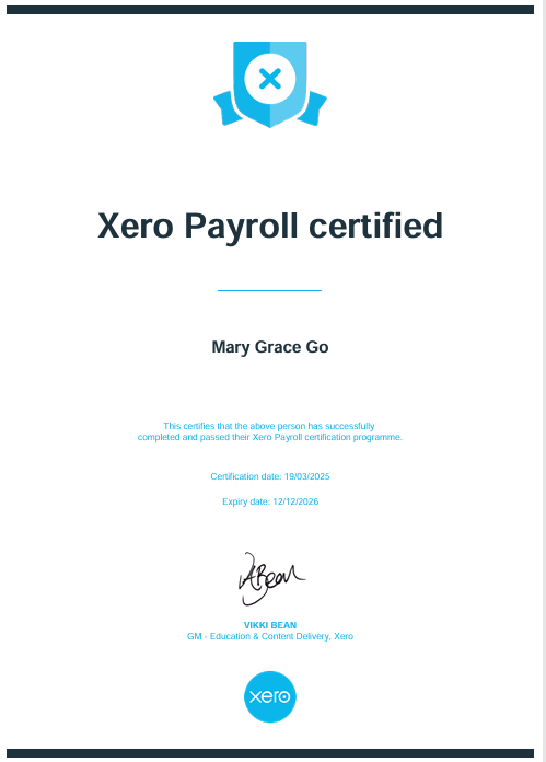 Xero Payroll Certified