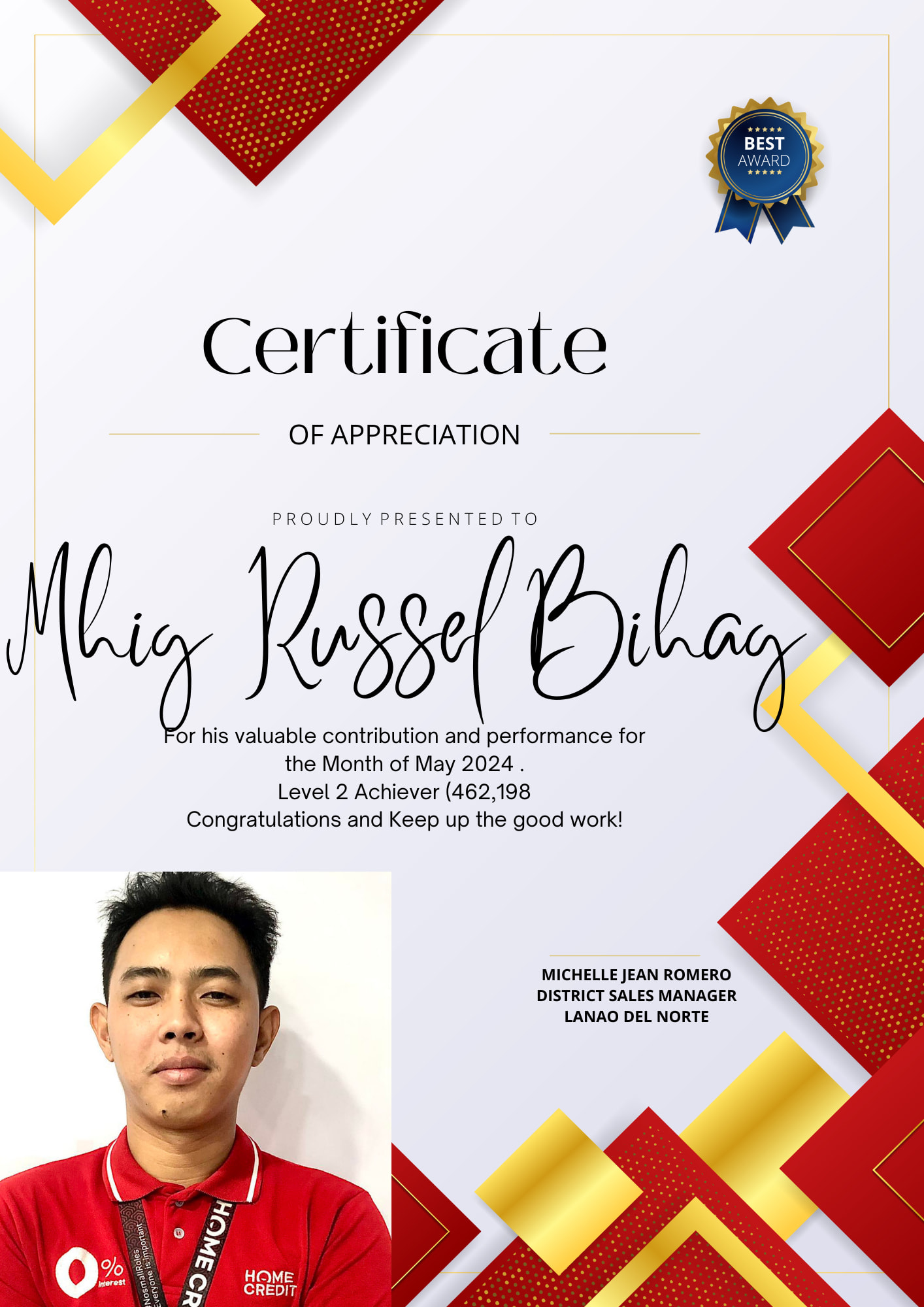 HIGHER SALE'S VOLUME AWARD