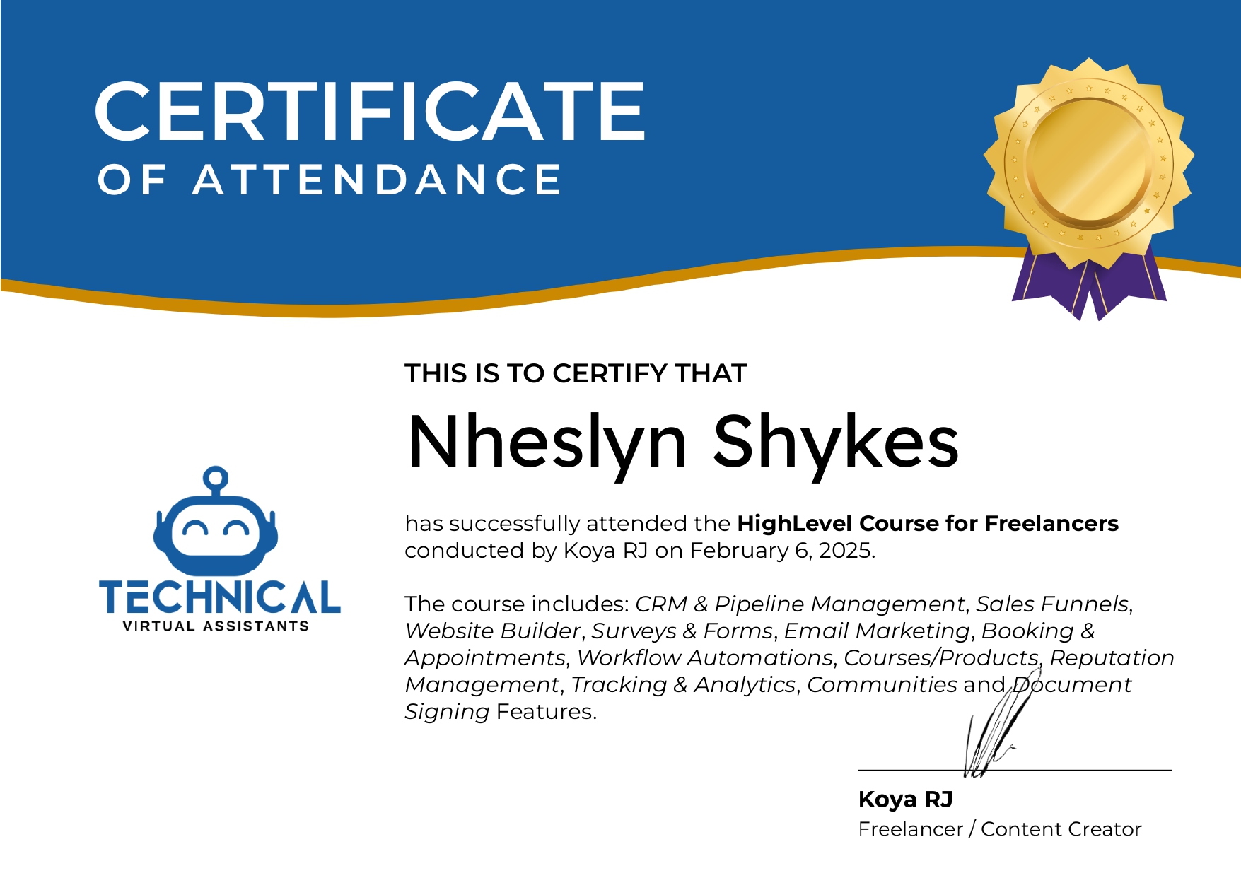 Go High Level - Certificate of Training