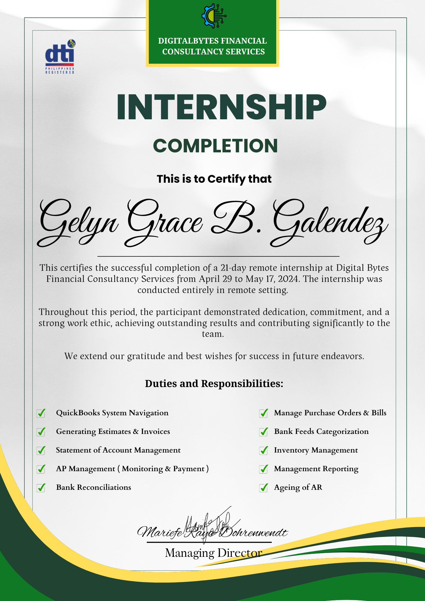 Quickbooks Internship