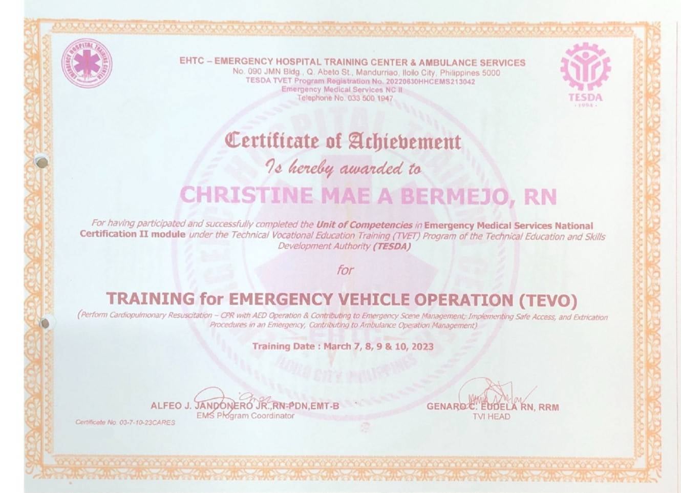 Training for Emergency Vehicle Operation (TEVO)
