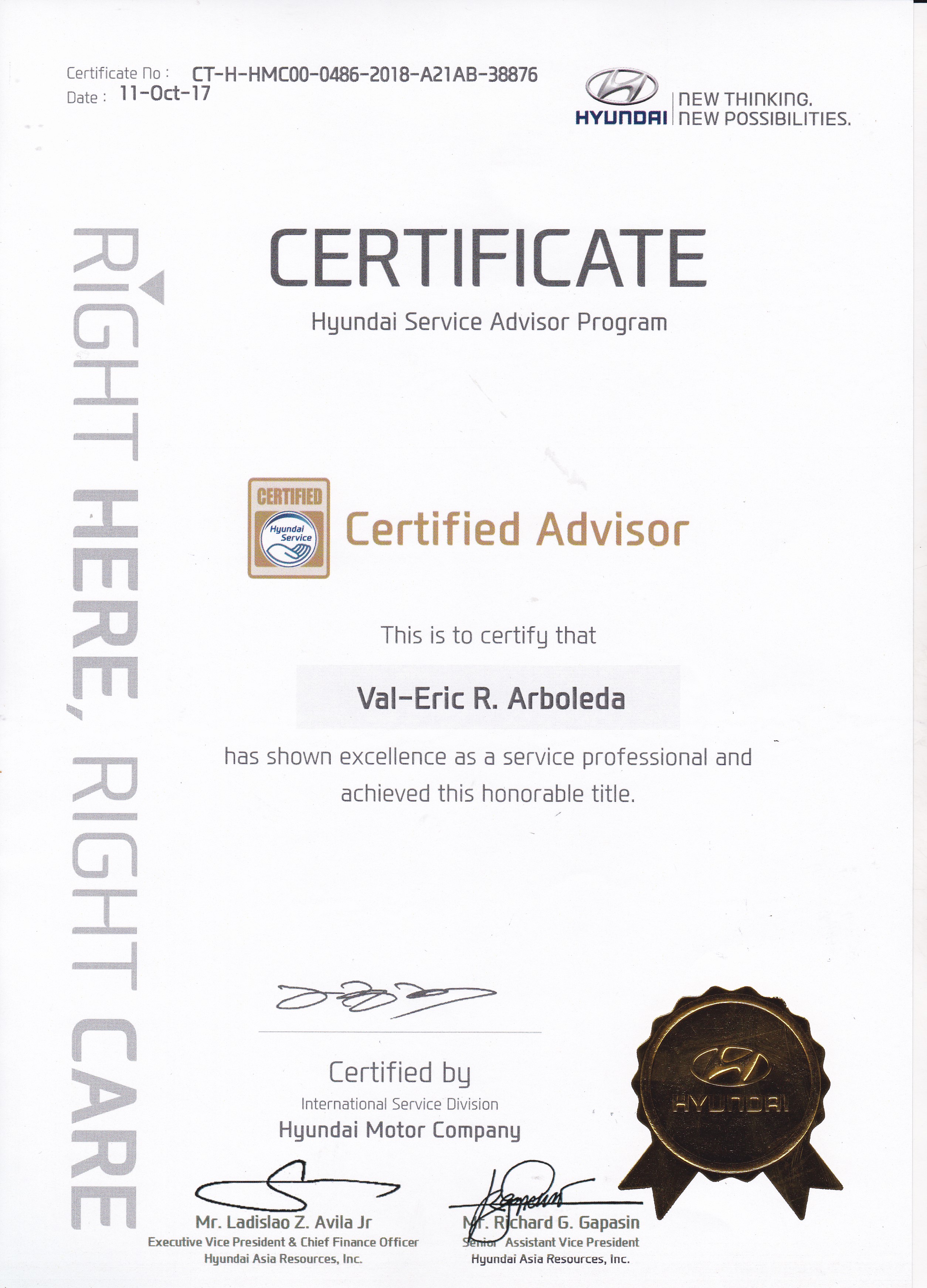 CERTIFIED SERVICE ADVISOR