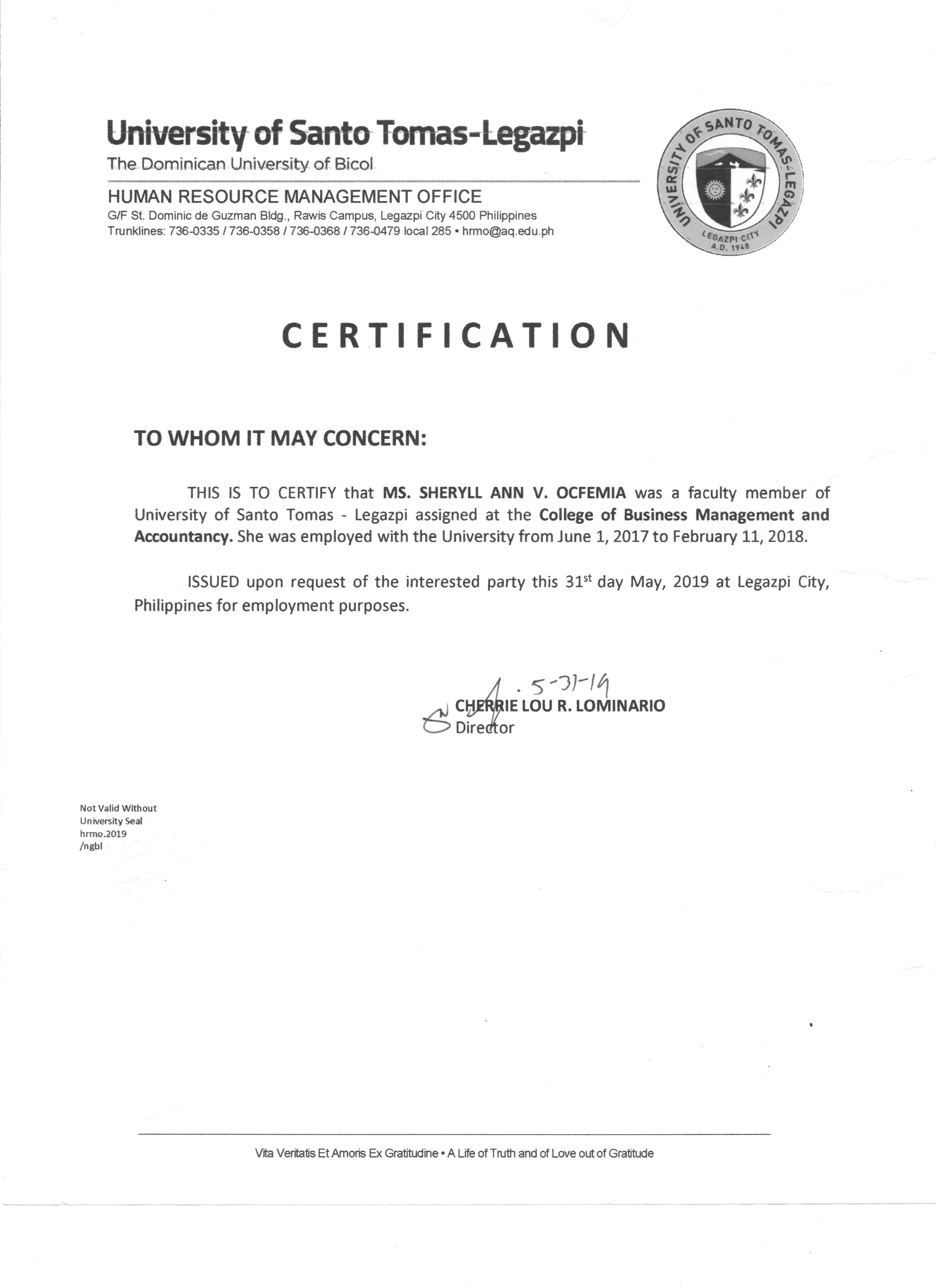 COLLEGE INSTRUCTOR CERTIFICATE