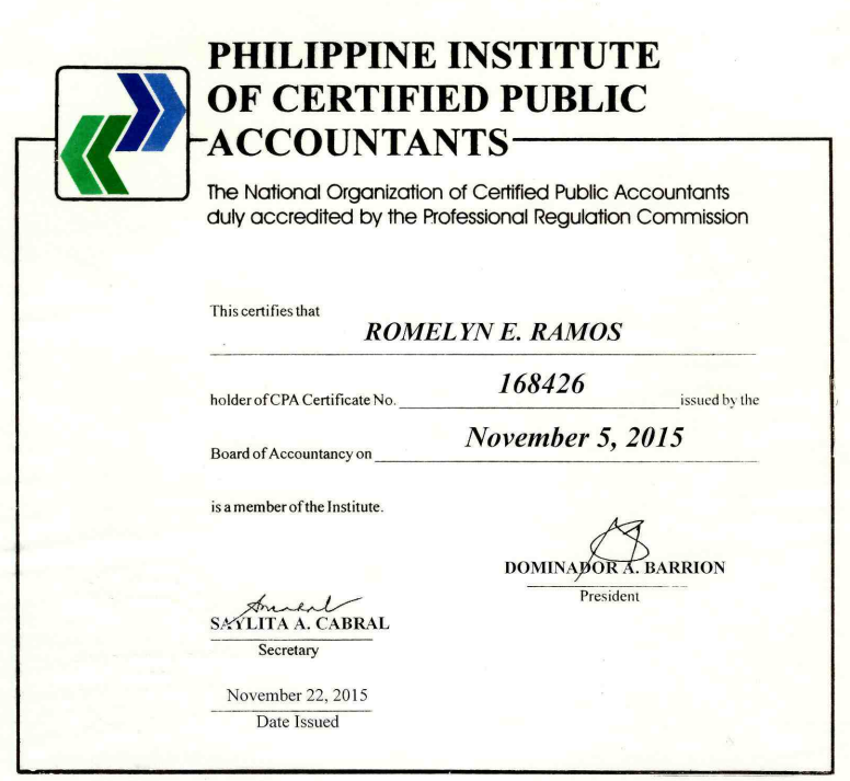 Certified Public Accountant (Philippines Licensure Examination Passer)