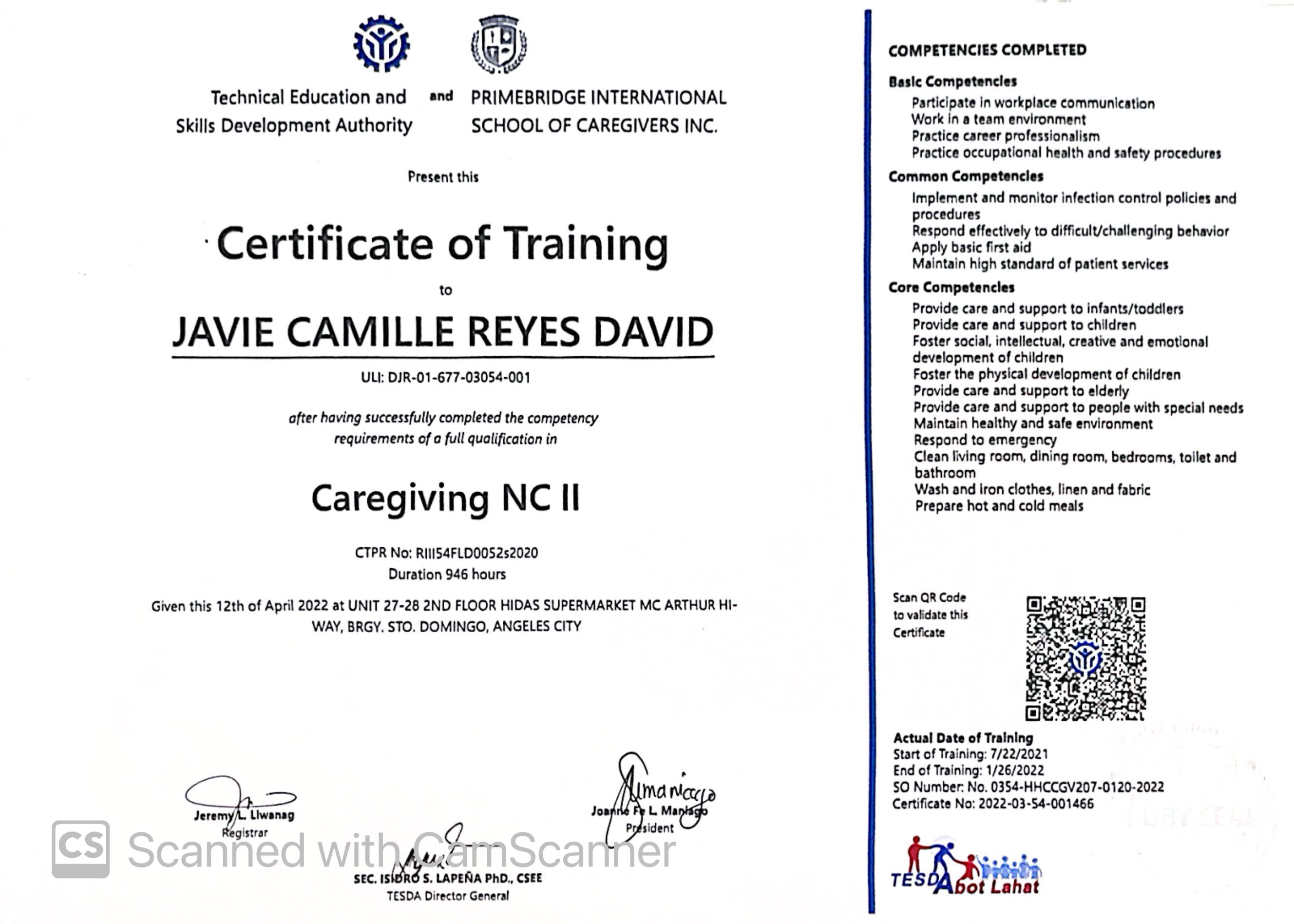 TESDA CAREGIVING NCII