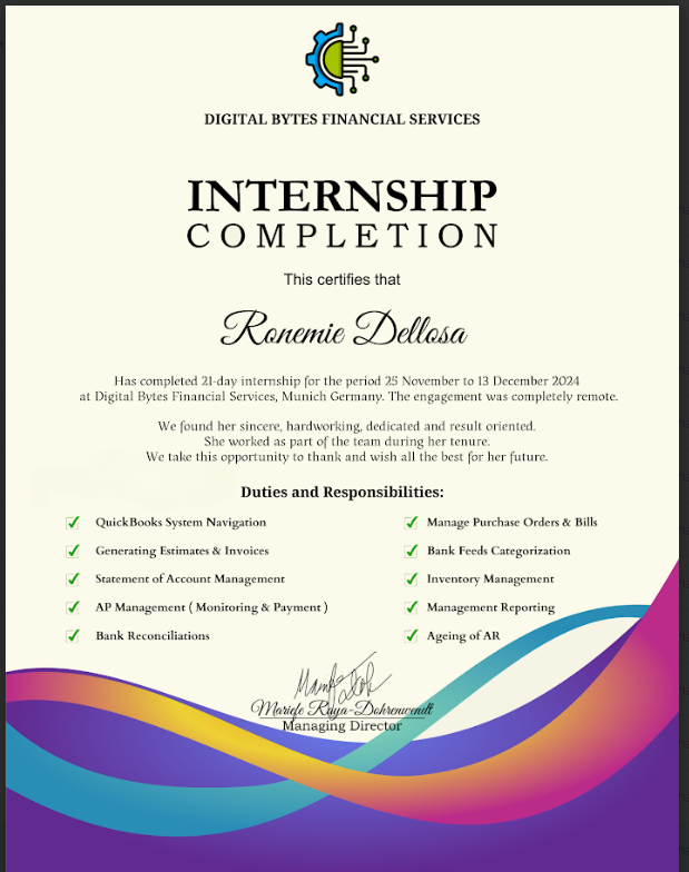 Internship Completion