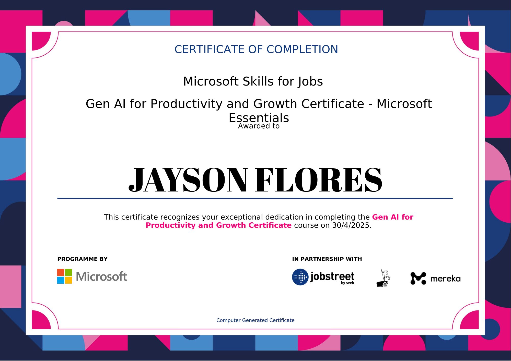 Gen AI for Productivity and Growth Certificate- Microsoft Essentials