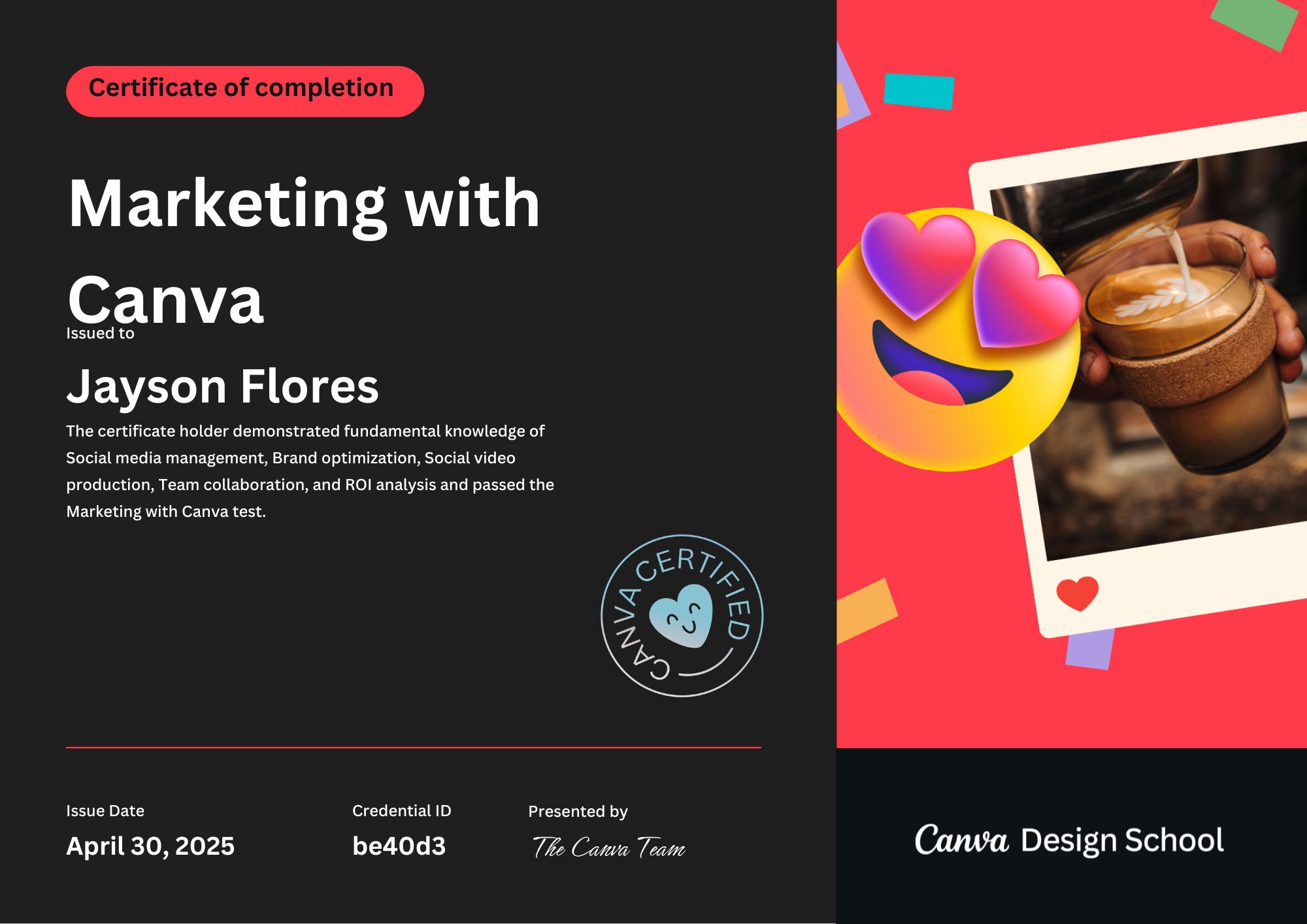 Marketing with Canva Certificate