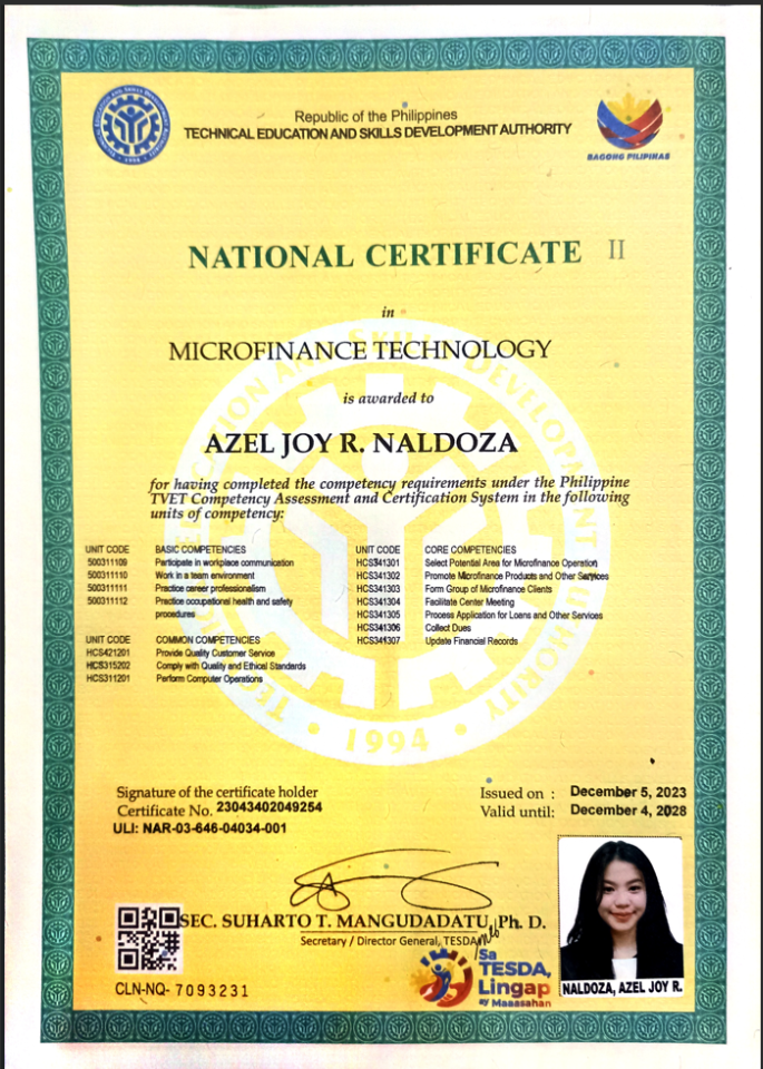 MICROFINANCE TECHNOLOGY NC II