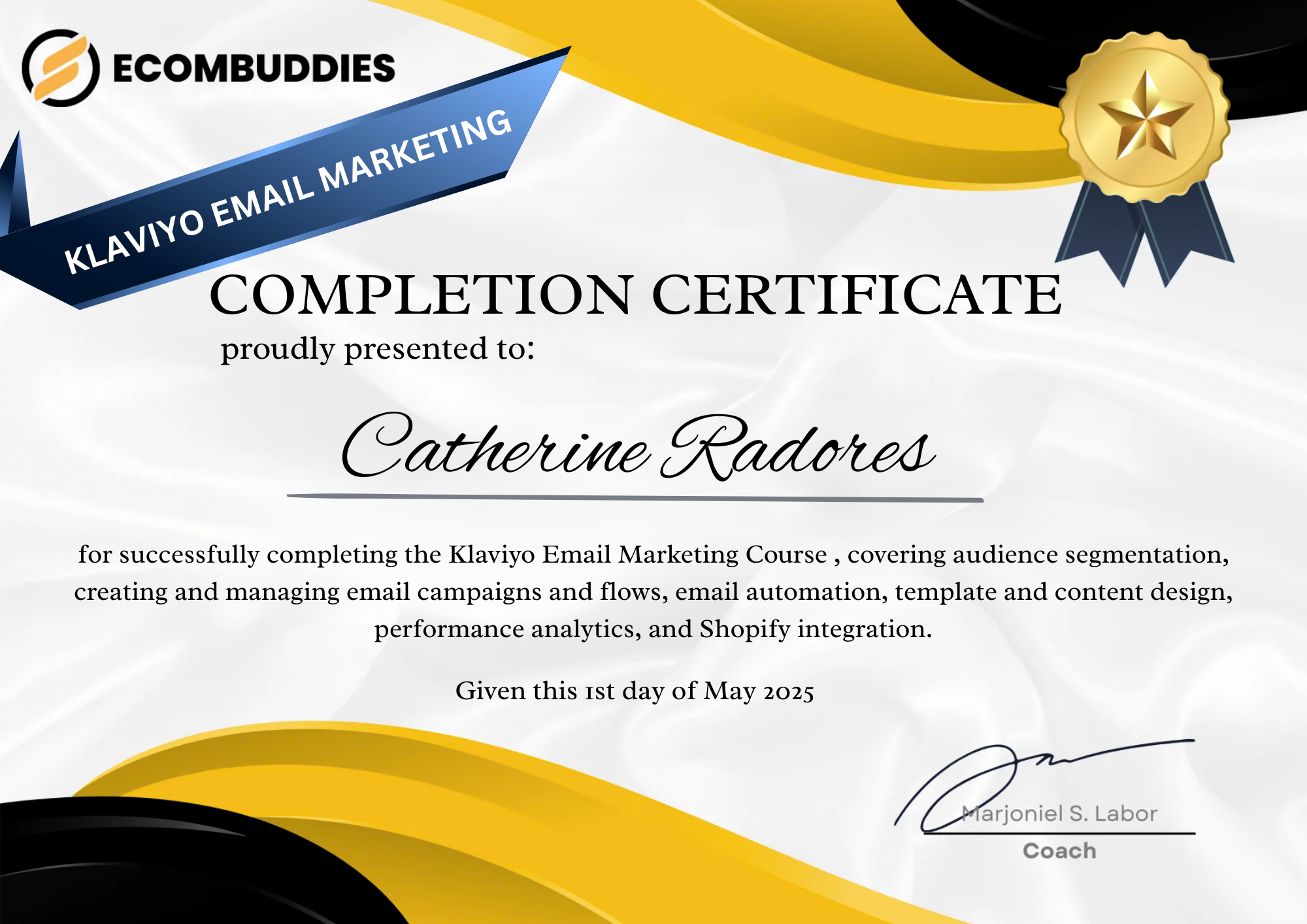 Klaviyo Email Marketing Certificate
