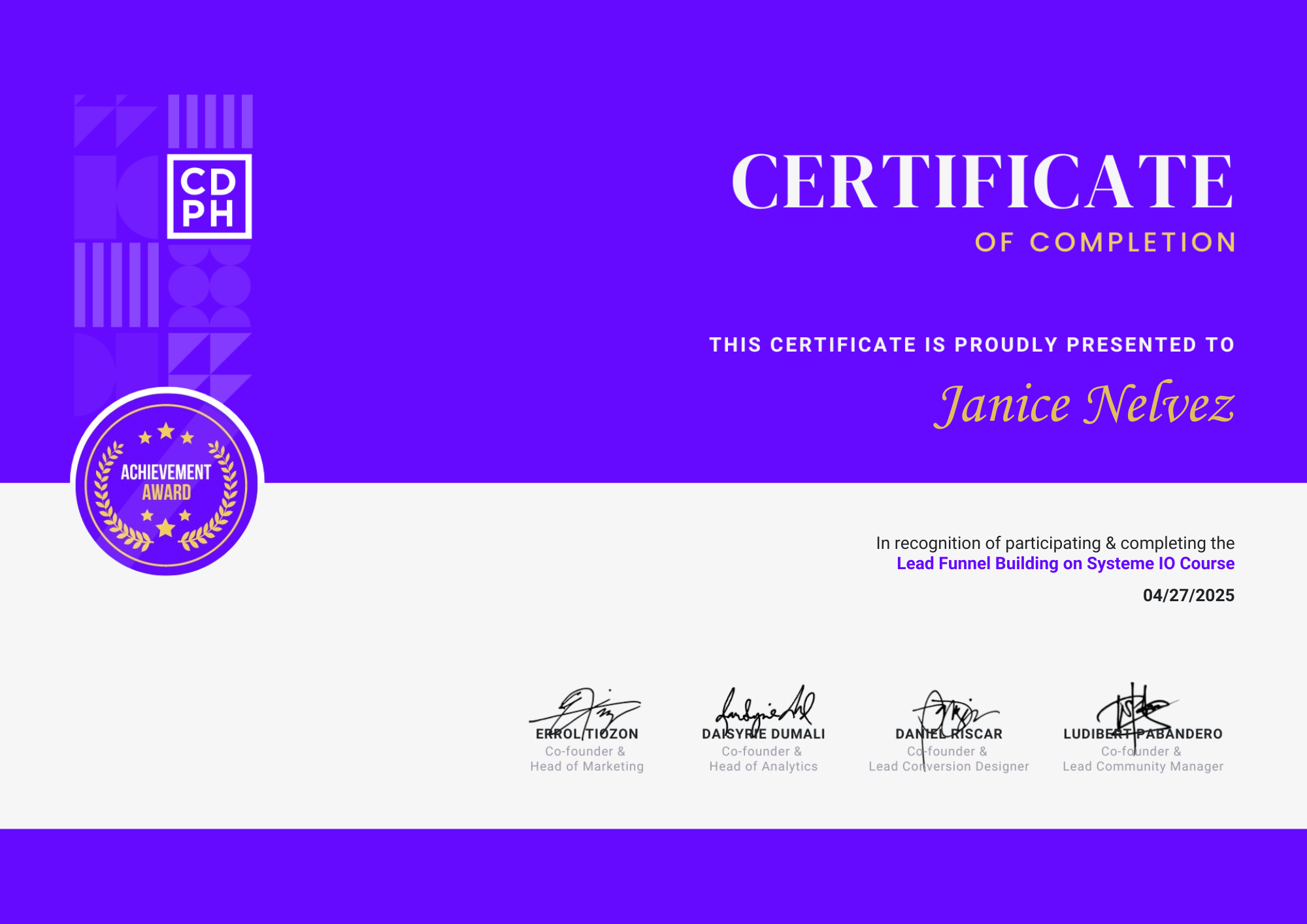 Funnel Building Certificate