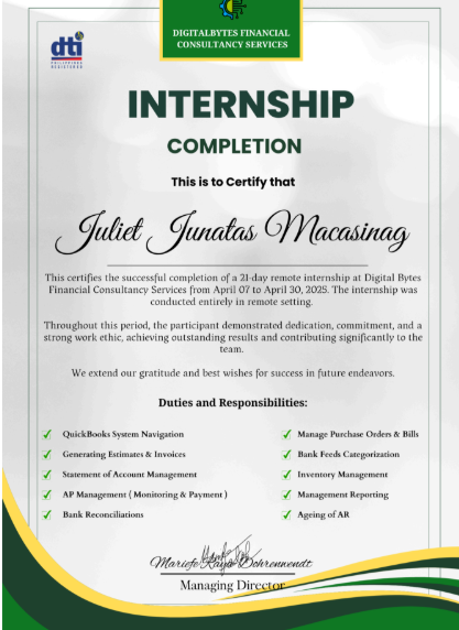 QuickBooks  Internship Course