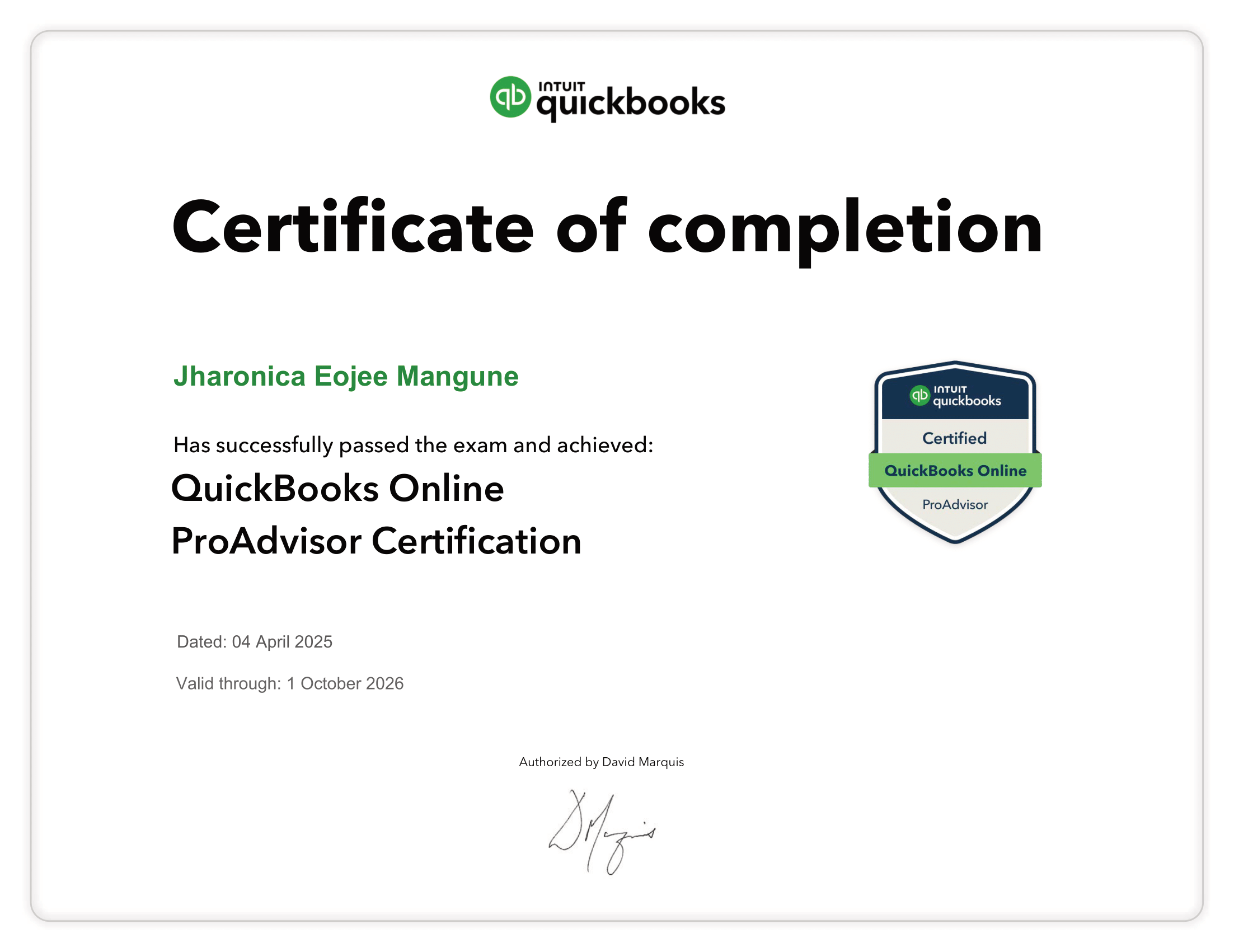 QuickBooks ProAdvisor