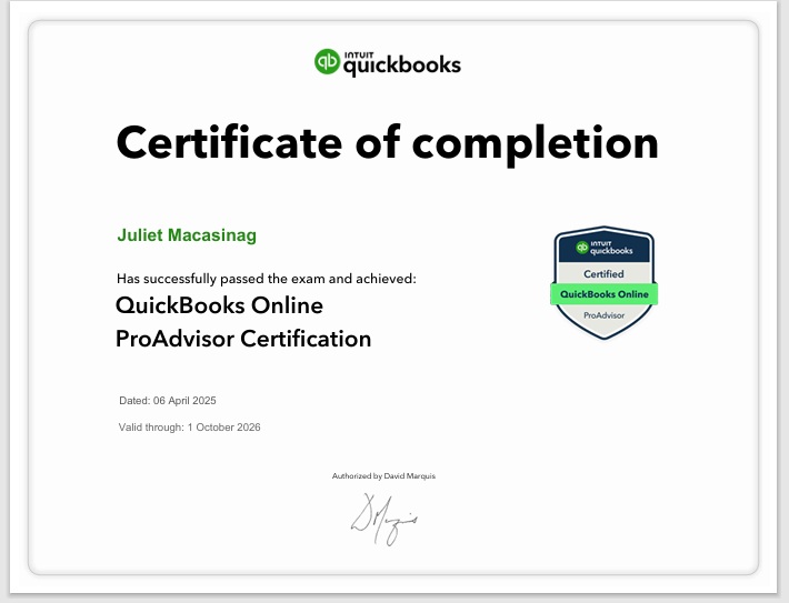 QuickBooks Online ProAdvisor Certification