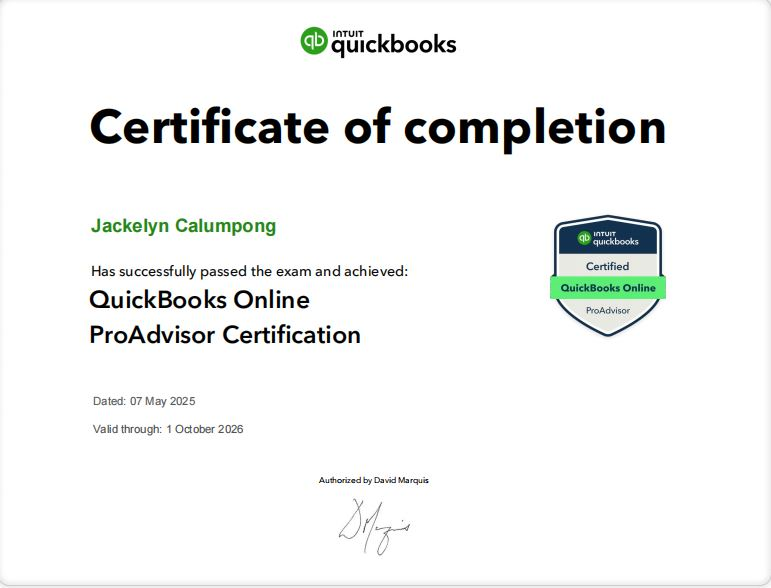 Quickbooks Certificate