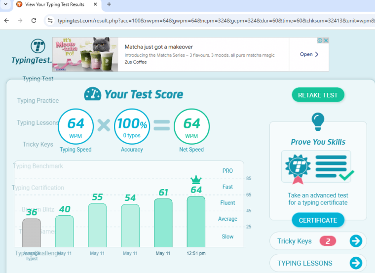 1 min typing test wpm