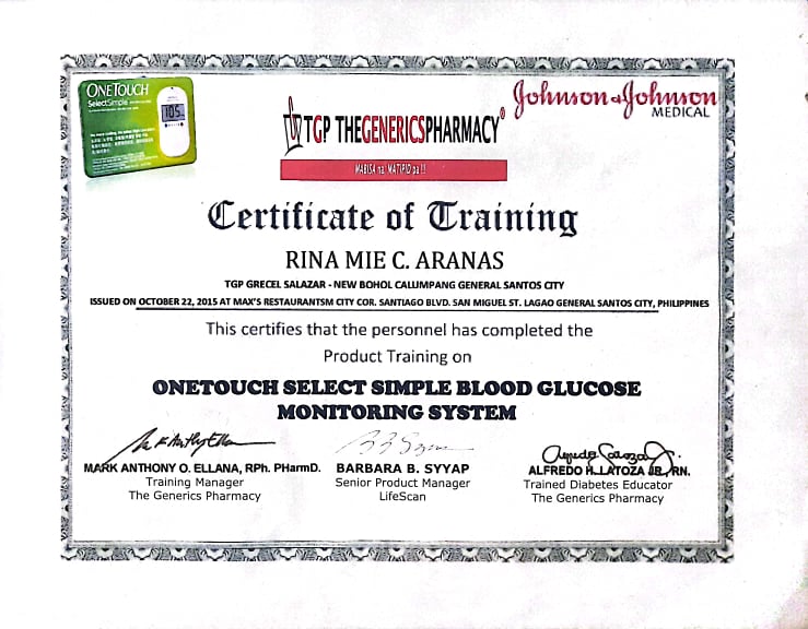 onetouch select simple blood glucose monitoring system training