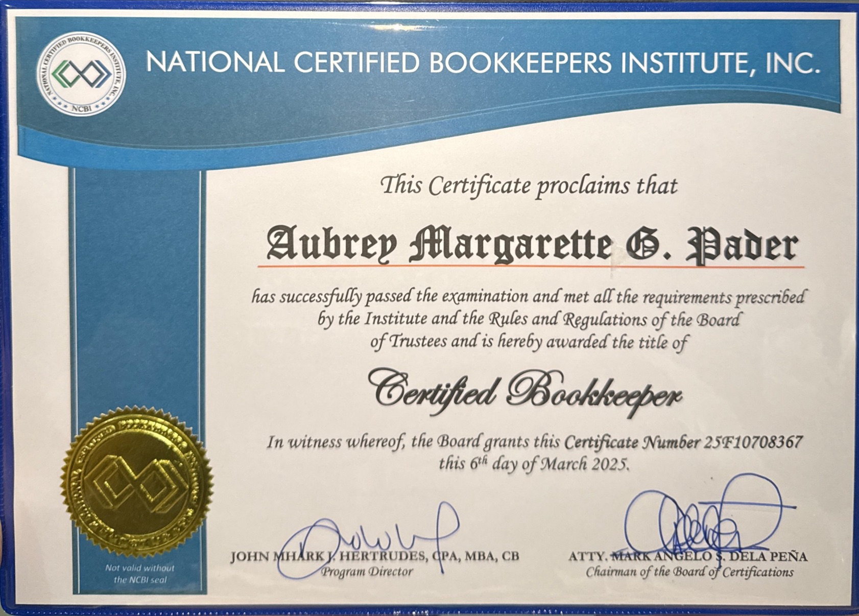 Certified Bookkeeper