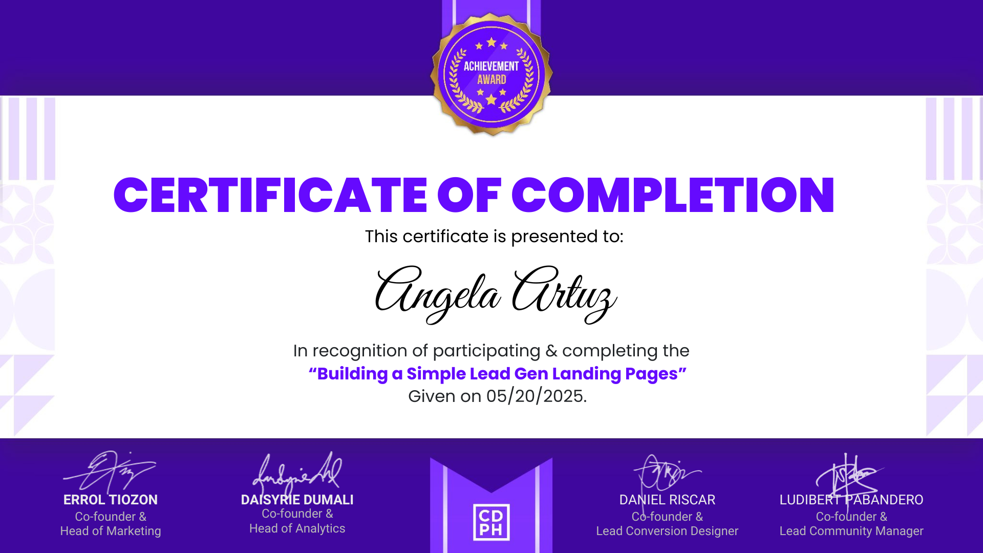 LANDING PAGE BY CDPH