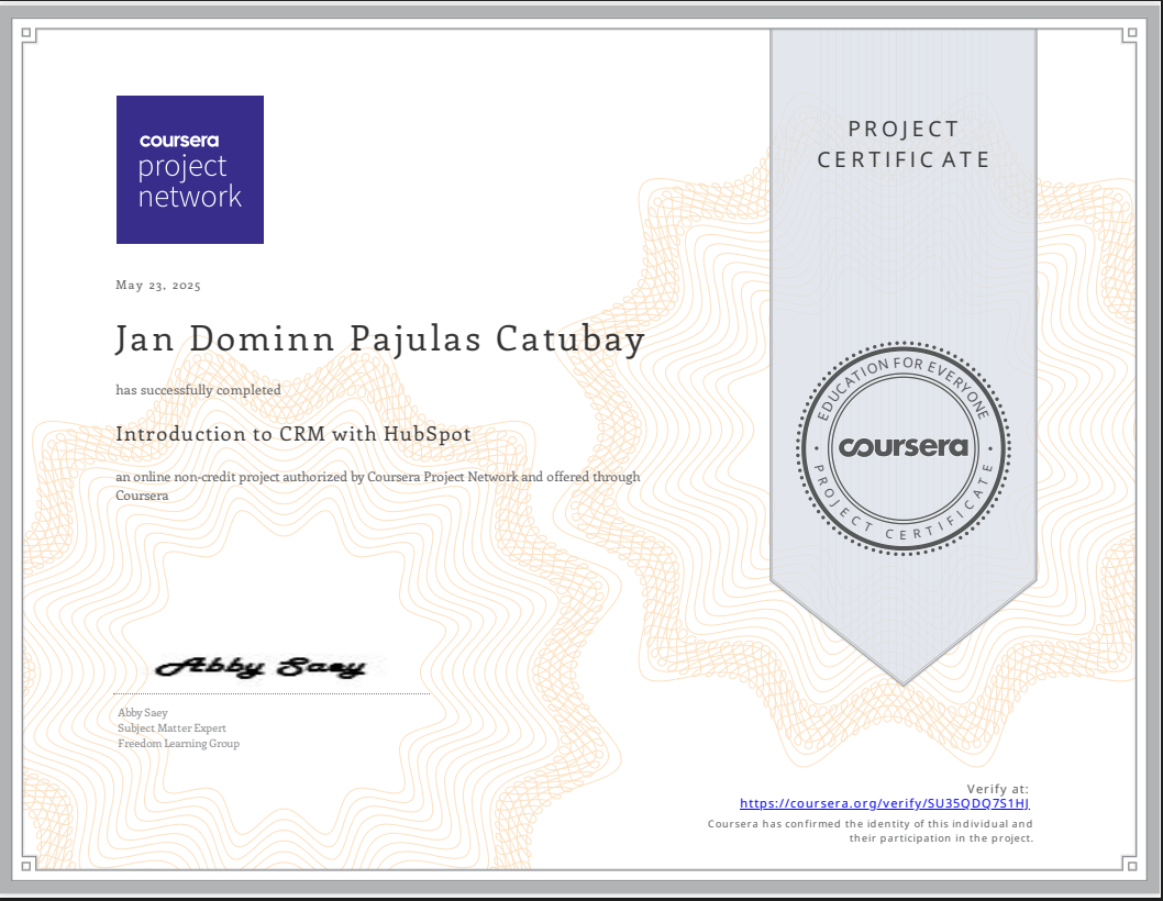 CRM Certificate