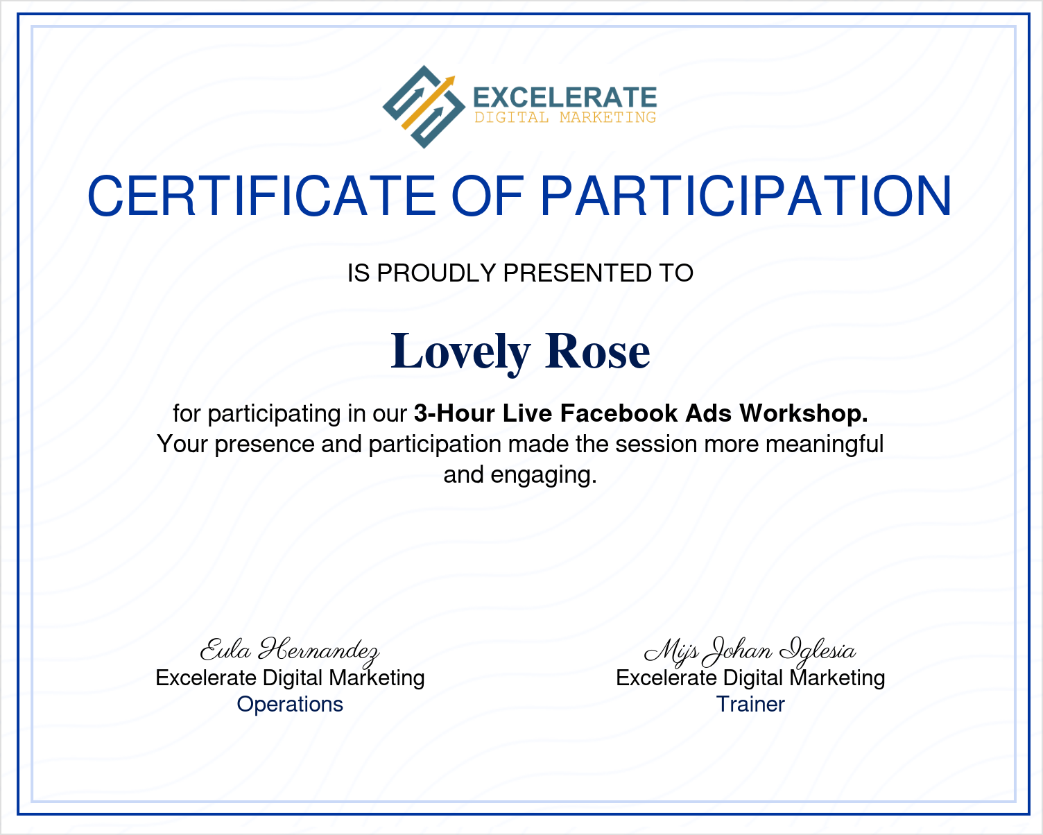 Excelerate Digital Marketing Fb Ads Certificate