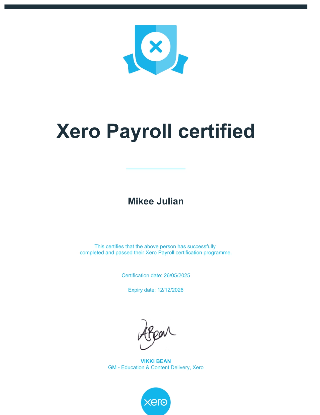 Xero Payroll Certified