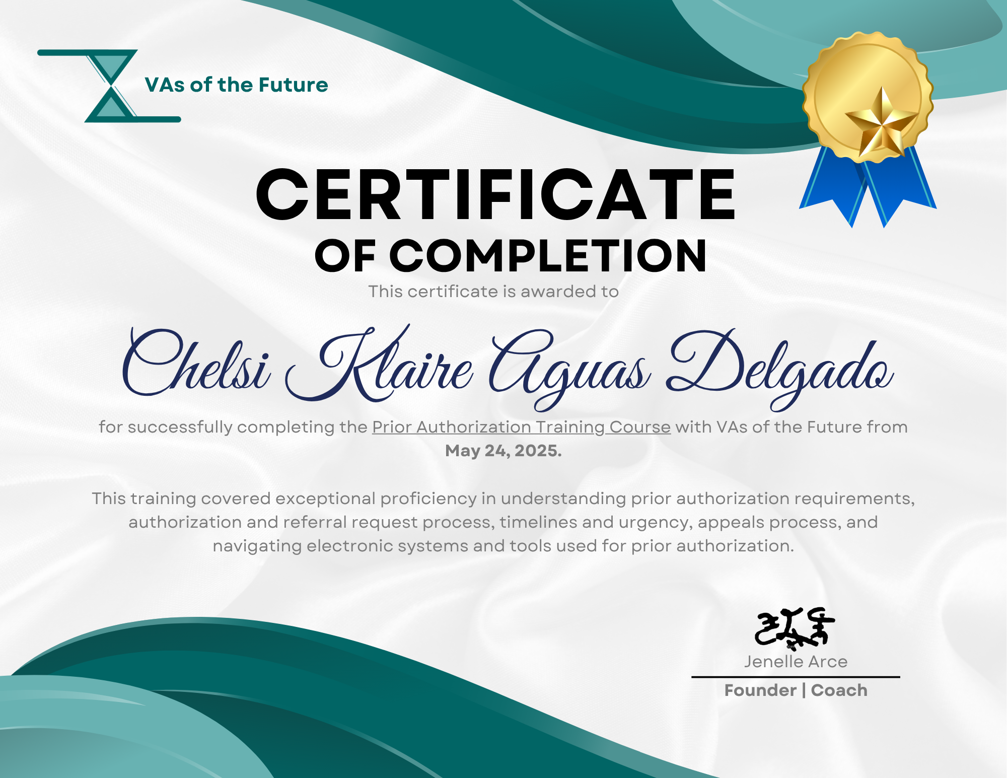 PRIOR AUTHORIZATION CERTIFICATE